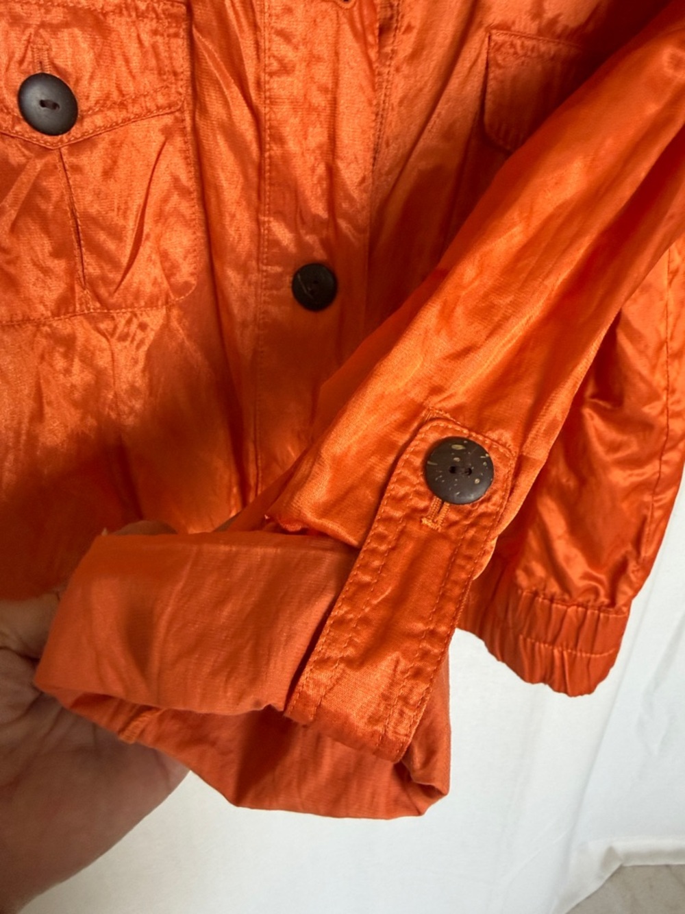 Ruby Rd. Shiny Orange Bomber Jacket - Picture 3 of 7